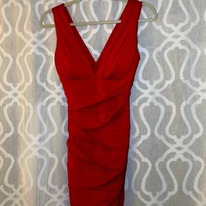 Red V-Neck Dress